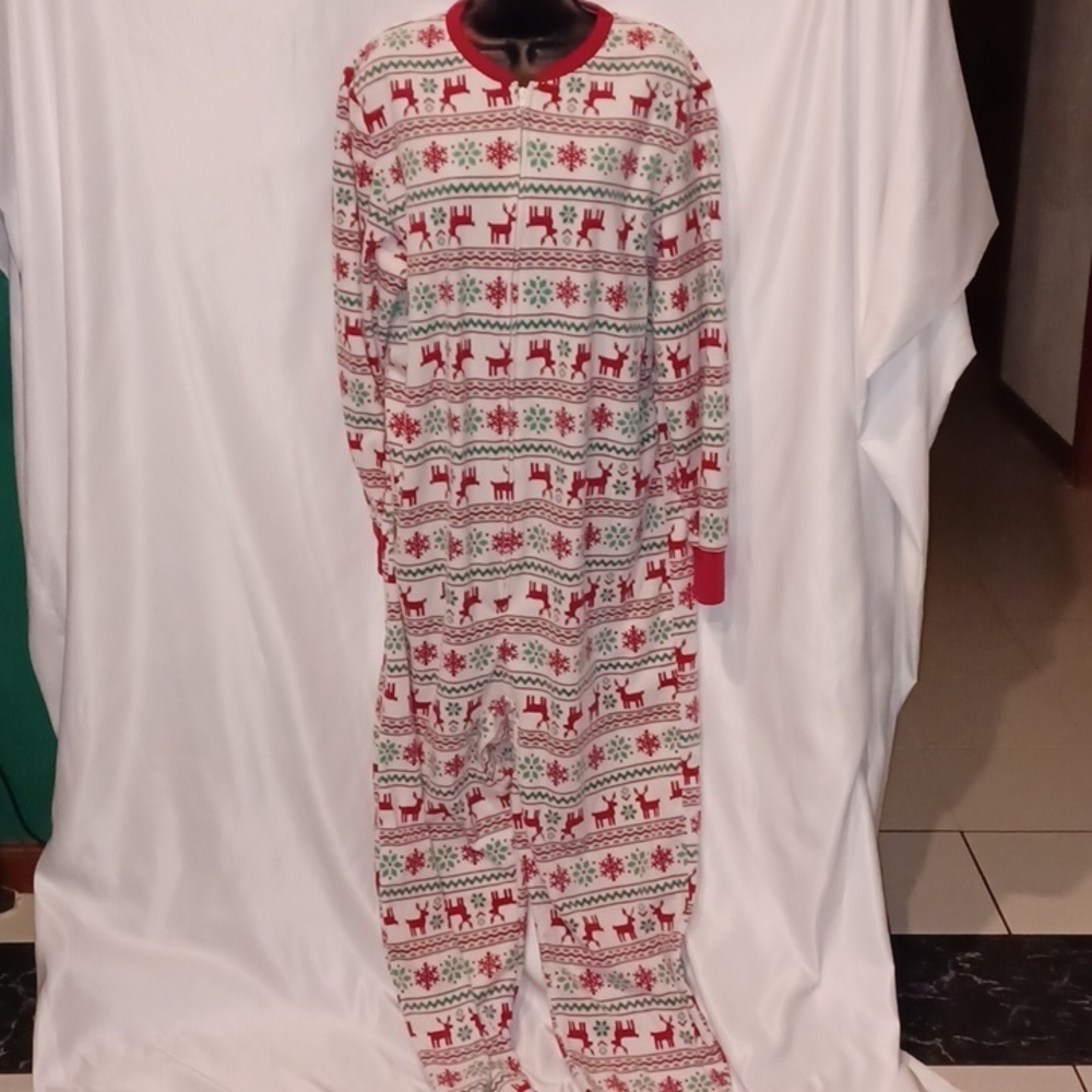 Men’s Christmas Pajamas Union Suit Zip Up PJ’s medium